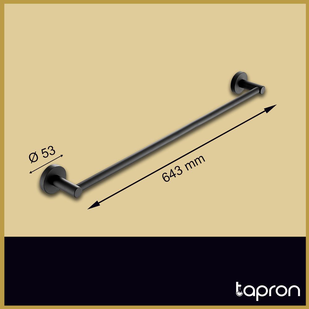 Matt Black 600mm Towel Bar-Tapron