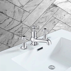 Traditional 3-hole basin mixer tap- Chrome