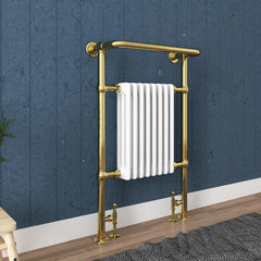 Traditional Gold Traditional Towel Radiator with Overhanging Rail