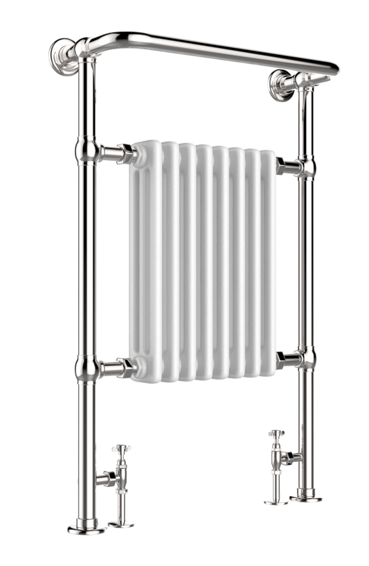 Traditional Towel Radiator Floor Mounted Chrome - H963mm x W673mm [GRO963CW]