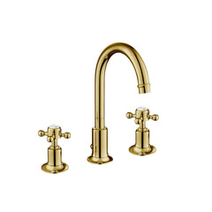 Traditional 3-Hole Basin Mixer with Swivel Spout and Pop-up Waste