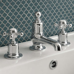 Traditional 3-hole basin mixer tap- Chrome