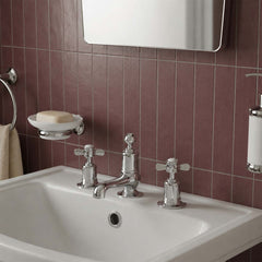 Traditional 3 hole pinch handles basin tap deck mounted - chrome in ireland 