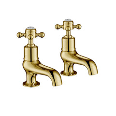 Traditional Basin Pillar Taps - Polished Gold