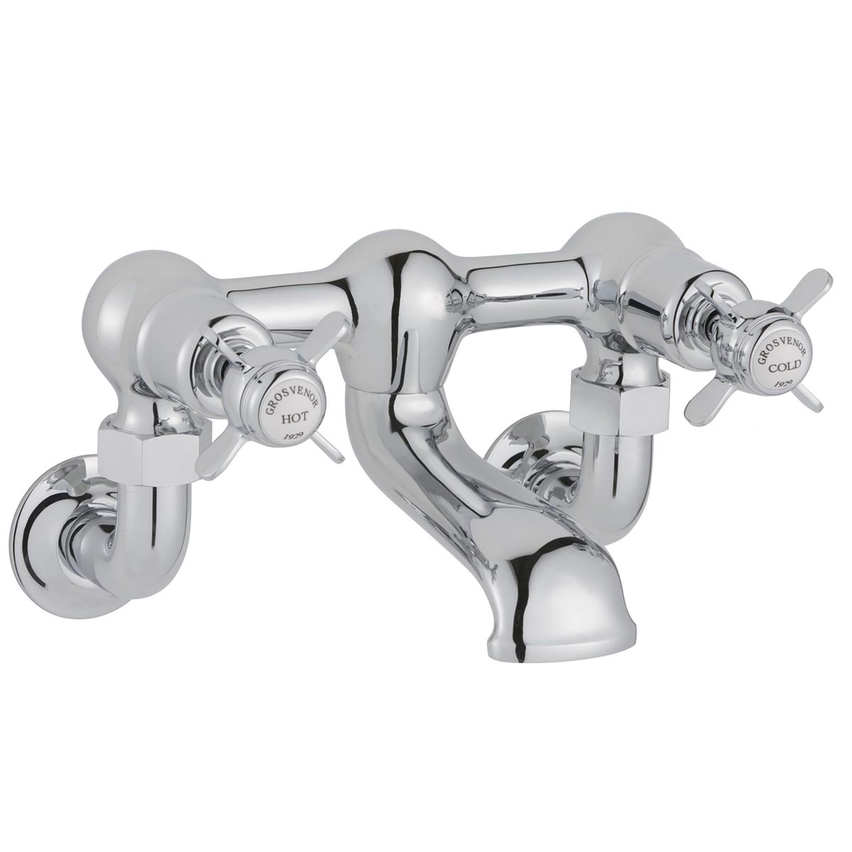 Traditional Bath Filler Tap Wall-Mounted Pinch Handles - Chrome