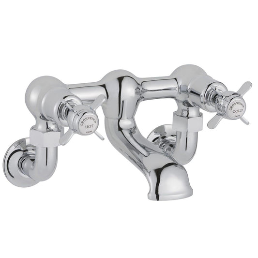 Traditional Bath Filler Tap Wall-Mounted Pinch Handles - Chrome 1200