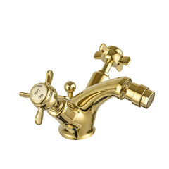 Traditional Bidet Mixer Tap with Pinch Handles  - Shiny Gold in Ireland