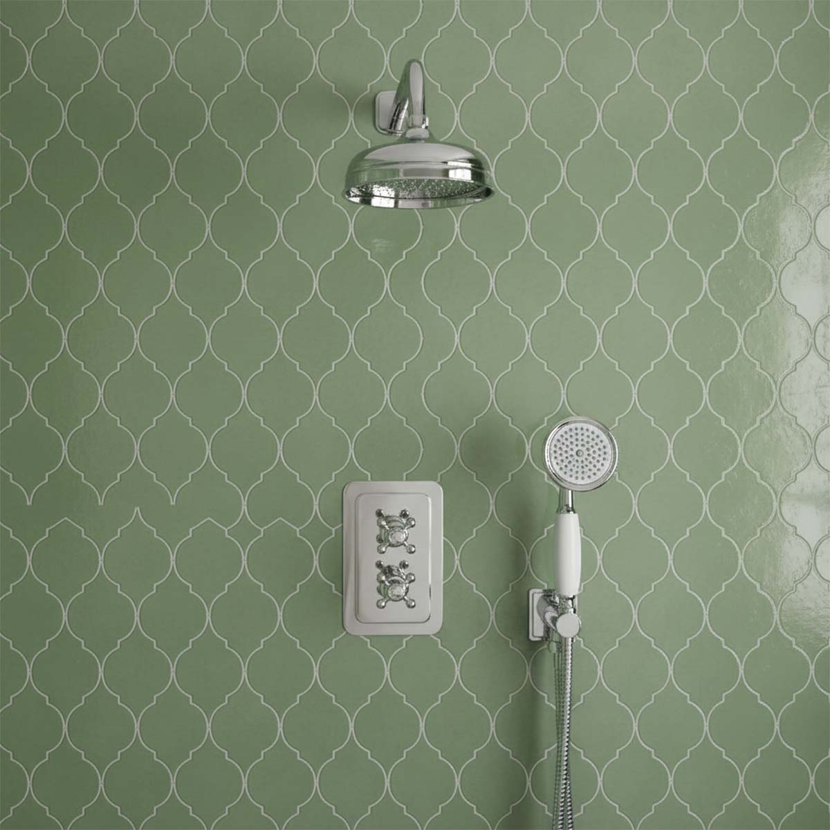 Traditional Chrome Shower Head 150mm and Fixed Shower Head Arm 400mm Set