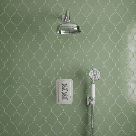 Traditional Chrome Shower Head 150mm and Fixed Shower Head Arm 400mm Set