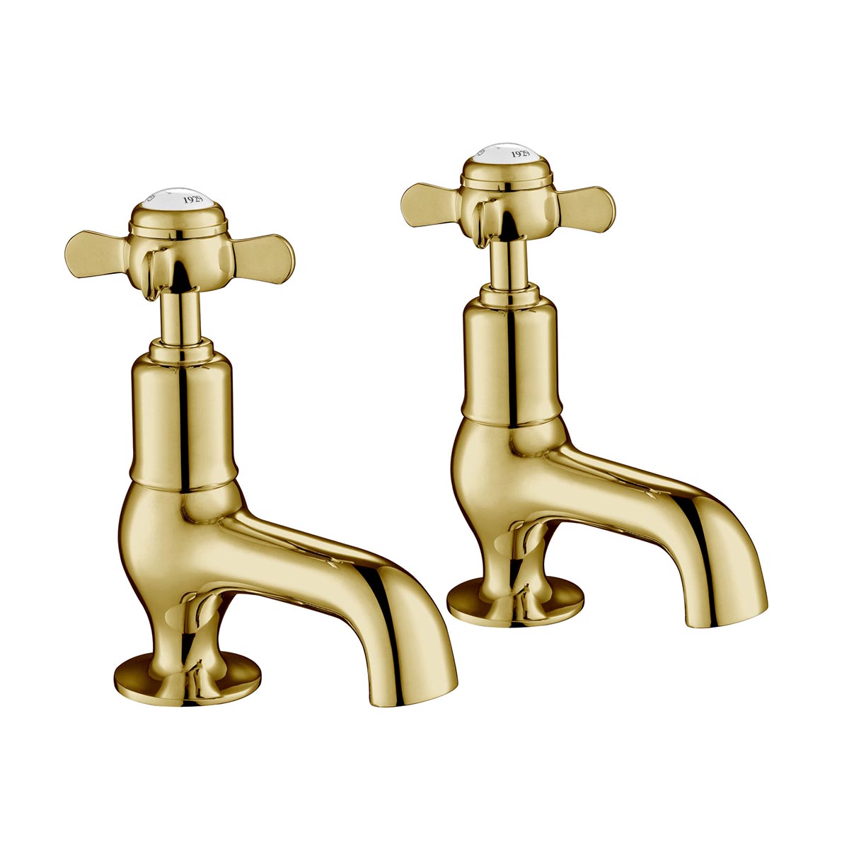 Traditional Cloakroom Basin Taps Pinch Handles - Polished Gold