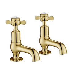 Traditional Cloakroom Basin Taps Pinch Handles - Polished Gold
