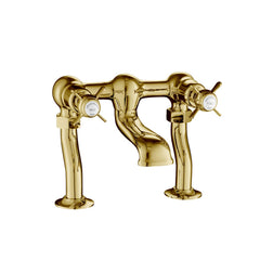 Traditional Deck Mounted Bath Filler Tap Pinch Handles - Polished Gold