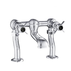 Traditional Deck Mounted Bath Filler with Black Pinch Handles