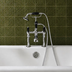 Traditional Deck Mounted Bath Mixer Tap with Handheld Shower – Chrome