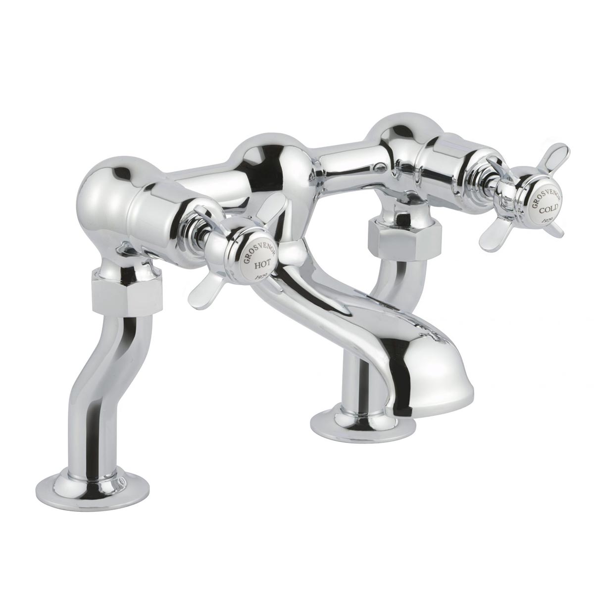 Traditional Deck Mounted Bath Tap Pinch Handles - Chrome Ireland