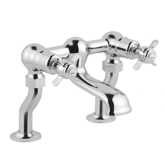 Traditional Deck Mounted Bath Tap Pinch Handles - Chrome Ireland 1200