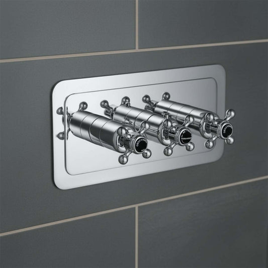 Traditional Dual Outlet Concealed Shower Valve with Crosshead Handles