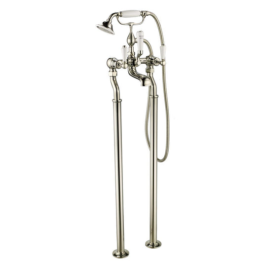 Traditional Floorstanding Lever Bath Tap with Shower Kit - Nickel ireland  1200
