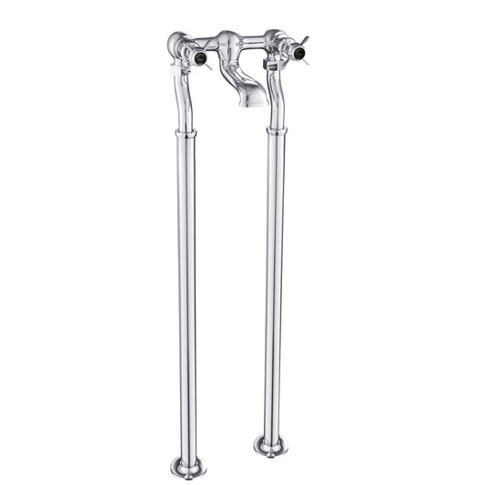 Traditional Freestanding Bath Filler with Black Pinch Handles - Chrome  1200