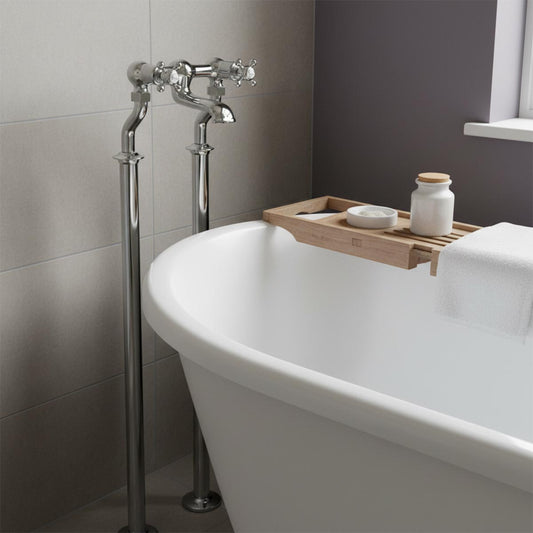 Traditional Freestanding Bath Tap with Dual Crosshead Handles –Chrome