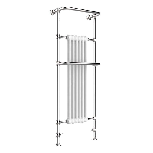 Traditional Heated Towel Rail with Two Overhanging Rails - Chrome - Ireland 