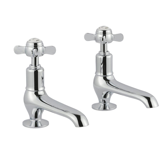 Traditional Long Nose Basin Pillar Taps - Chrome Ireland 1200