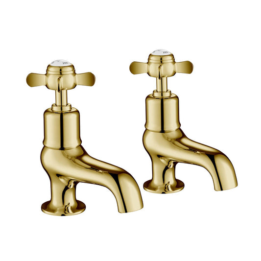 Traditional Pinch Bath Taps - Polished Gold 1200