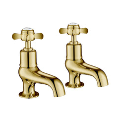 Traditional Pinch Bath Taps - Polished Gold