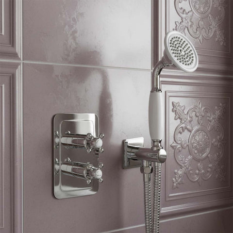 Traditional Shower Handset with Outlet Elbow, Bracket and Hose - Chrome
