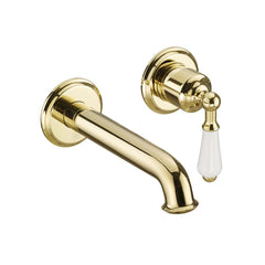 Traditional Single Lever 2-Hole Basin Tap Wall-Mounted - Polished Gold