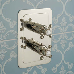 Traditional Vertical Wall Mounted Shower Mixer Valve with 2 Outlets – Nickel
