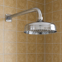 Traditional Victorian Shower Head 200mm With Wall Mounted Shower Arm 400mm - Chrome 