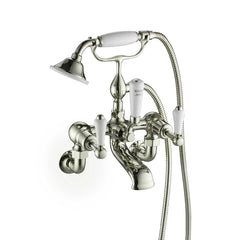 Traditional Wall-Mounted Bath Tap with Shower Attachment - Nickel