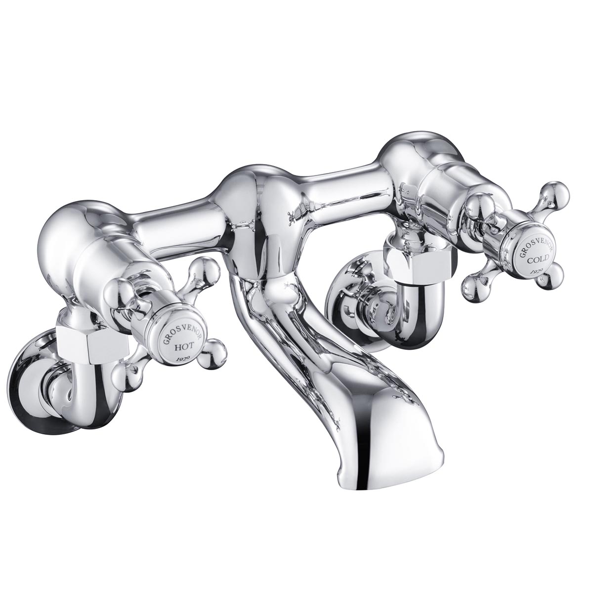 Traditional Wall Mounted Bath Filler Crosshead Handles - Chrome in Ireland
