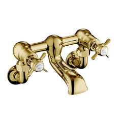 Traditional Wall Mounted Bath Filler Pinch Handles - Polished Gold