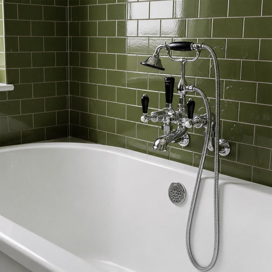 Traditional Wall Mounted Bath Mixer Tap with Handheld Shower 1200