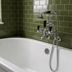 Traditional Wall Mounted Bath Mixer Tap with Handheld Shower