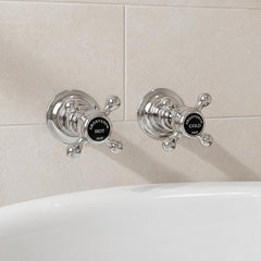 Traditional Wall Mounted Stop Valves with Black Crosshead Handles
