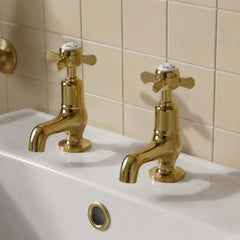 Traditional basin taps deck mounted - polished gold 