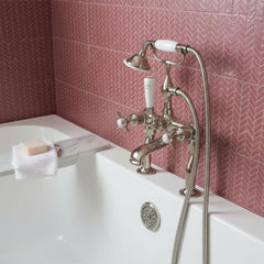 Nickel Traditional bath tap with shower kit deck mounted in Ireland 