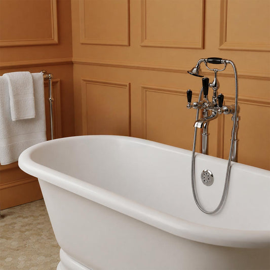 Traditional chrome floorstanding bath shower mixer tap 1200