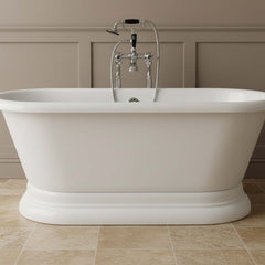 Traditional floor standing bath tap with shower head - chrome 
