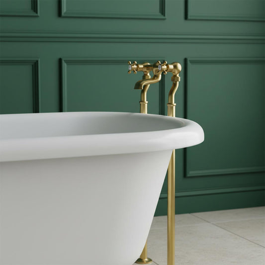 Traditional freestanding bath tap -brushed brass 