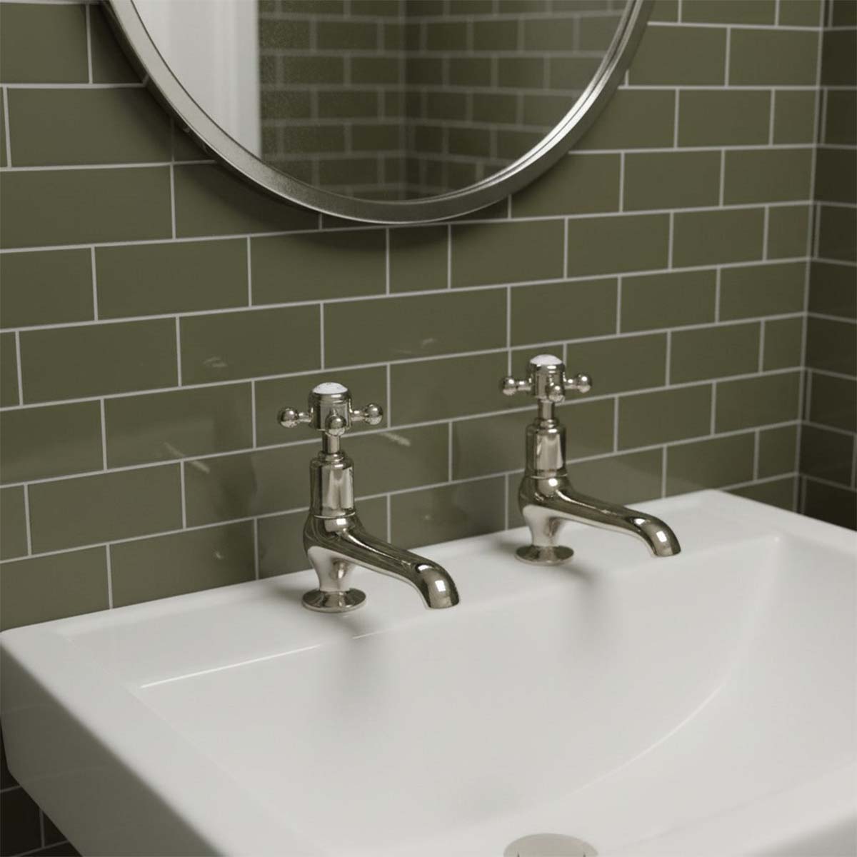 Traditional pillar tap set of basin nickel - Ireland