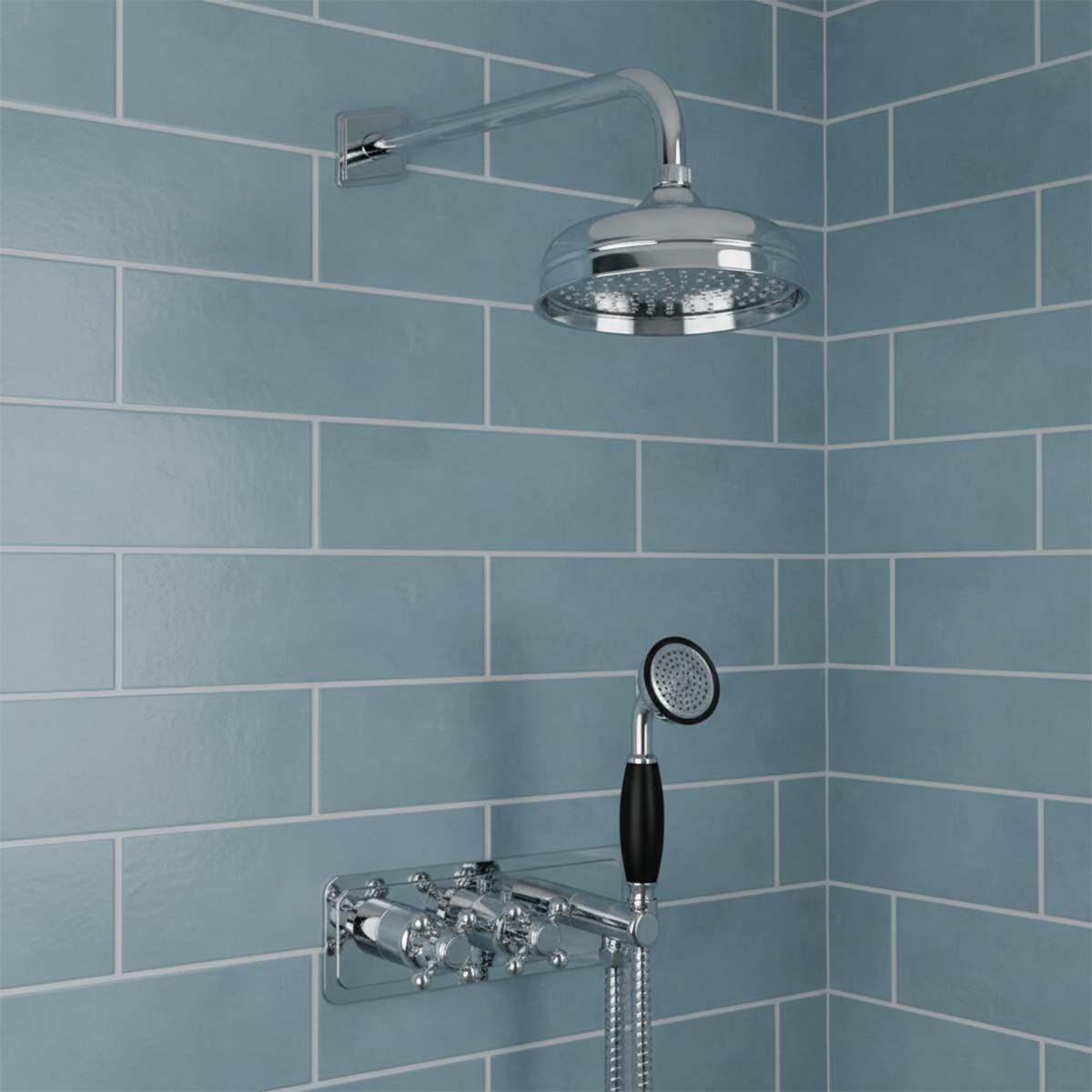 Traditional shower arm 400mm and shower head 150mm set