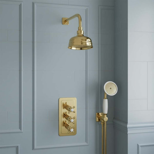 Traditional style shower head - polished gold  1200
