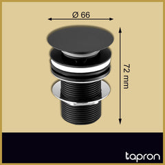 Black unslotted sink waste - Dimension
