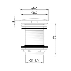 Modern black sink waste - Technical drawing