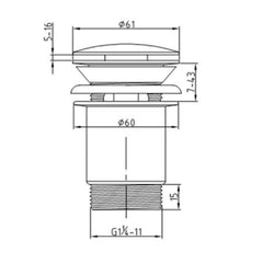 Wash basin waste - Technical drawing