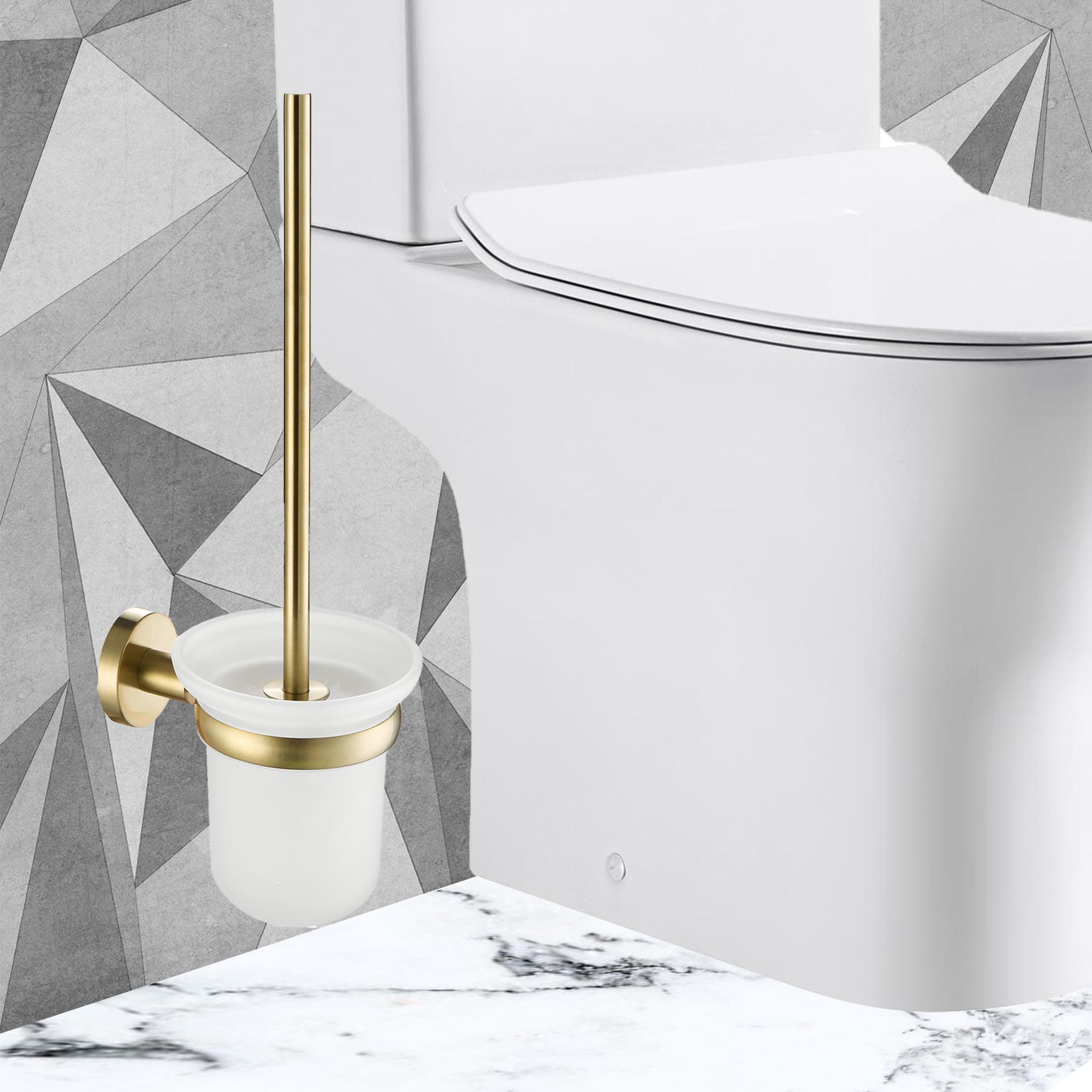 VOS Toilet Brush Holder - Brushed Brass